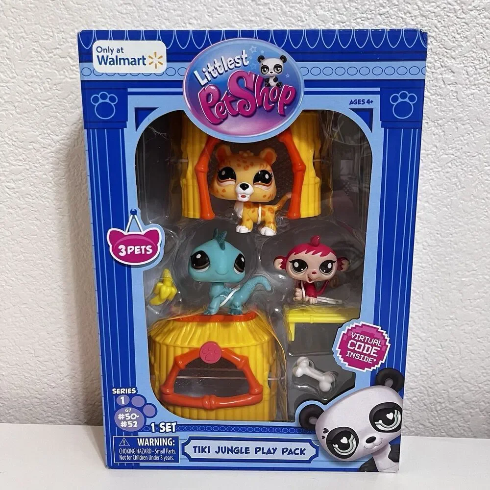 Littlest Pet Shop Tiki Jungle Play Pack Iguana #52 Tiger #51 and Monkey #50 NEW